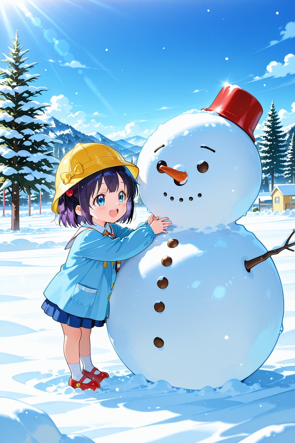雪だるまを作っている園児 | の人気AIイラスト・グラビア
