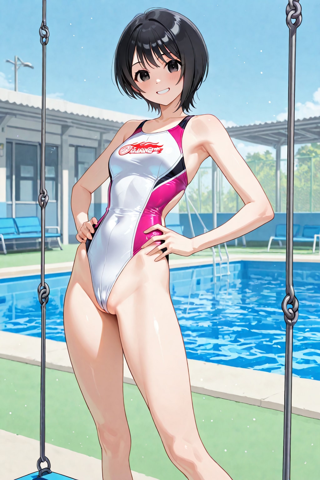 ハイレグ競泳水着の女の子