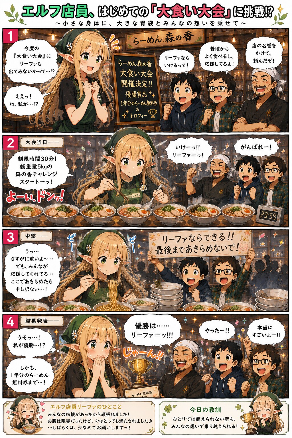 ラーメ屋で働くエルフの女の子