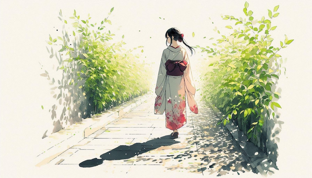 新緑の小道 (和の少女73)