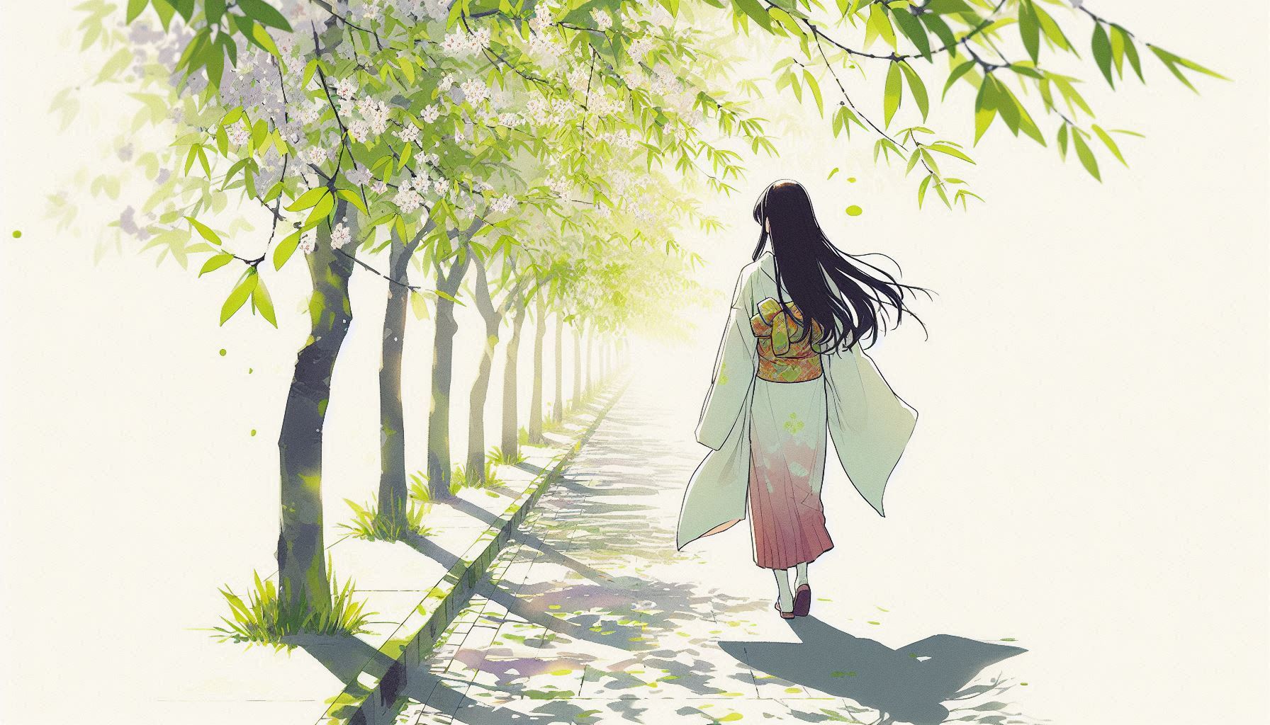 新緑の小道 (和の少女73) | の人気AIイラスト・グラビア
