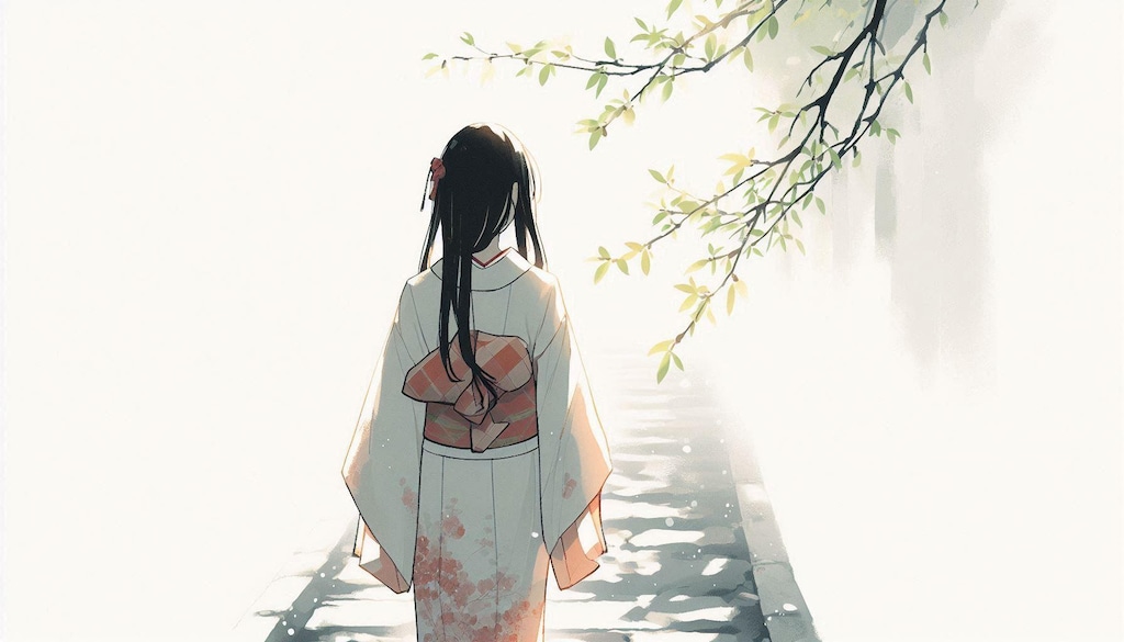 新緑の小道 (和の少女73)