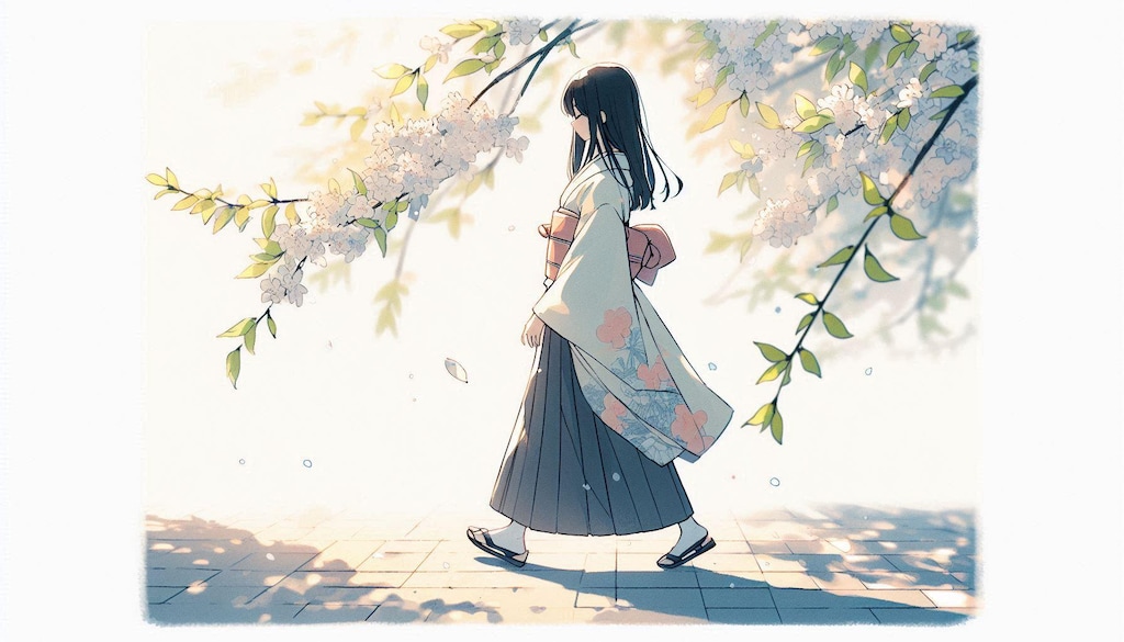 新緑の小道 (和の少女73)