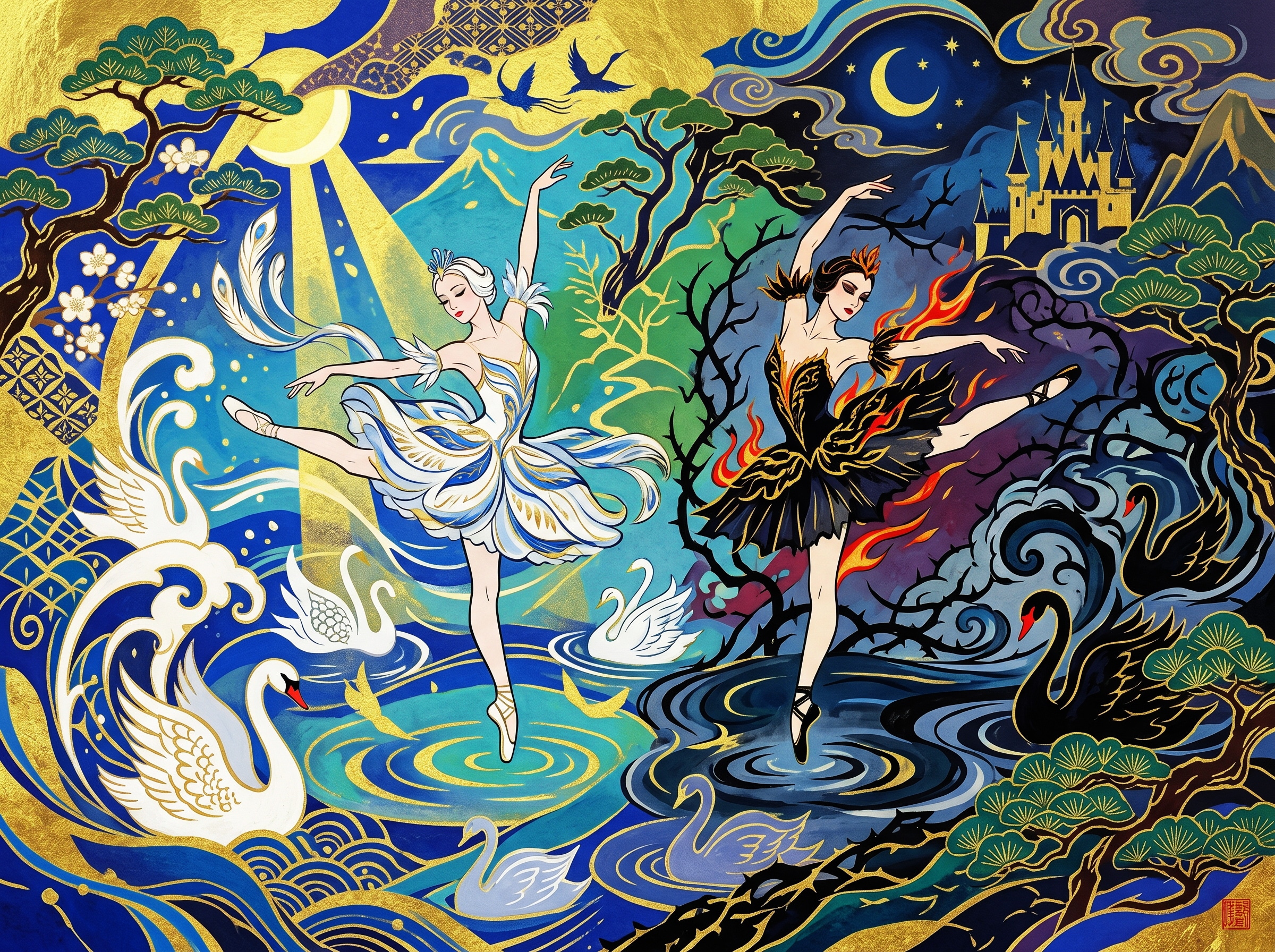 白鳥の湖～オデッタ姫とオディール | の人気AIイラスト・グラビア