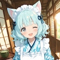 和メイド衣装の青髪ちゃん 3枚目