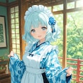 和メイド衣装の青髪ちゃん 6枚目
