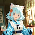 和メイド衣装の青髪ちゃん 4枚目