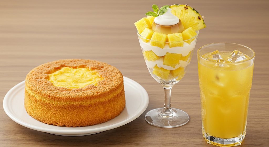 デザートのパイナップルスイーツセット