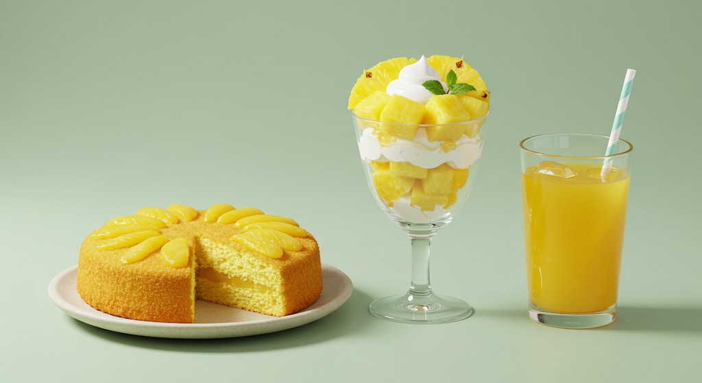 デザートのパイナップルスイーツセット