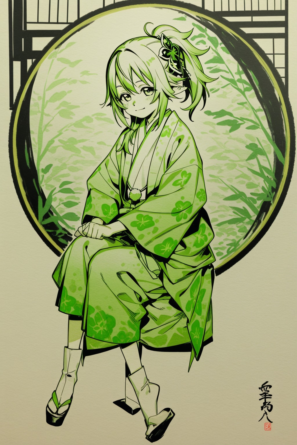 「飛騨のさるぼぼ」の日本画