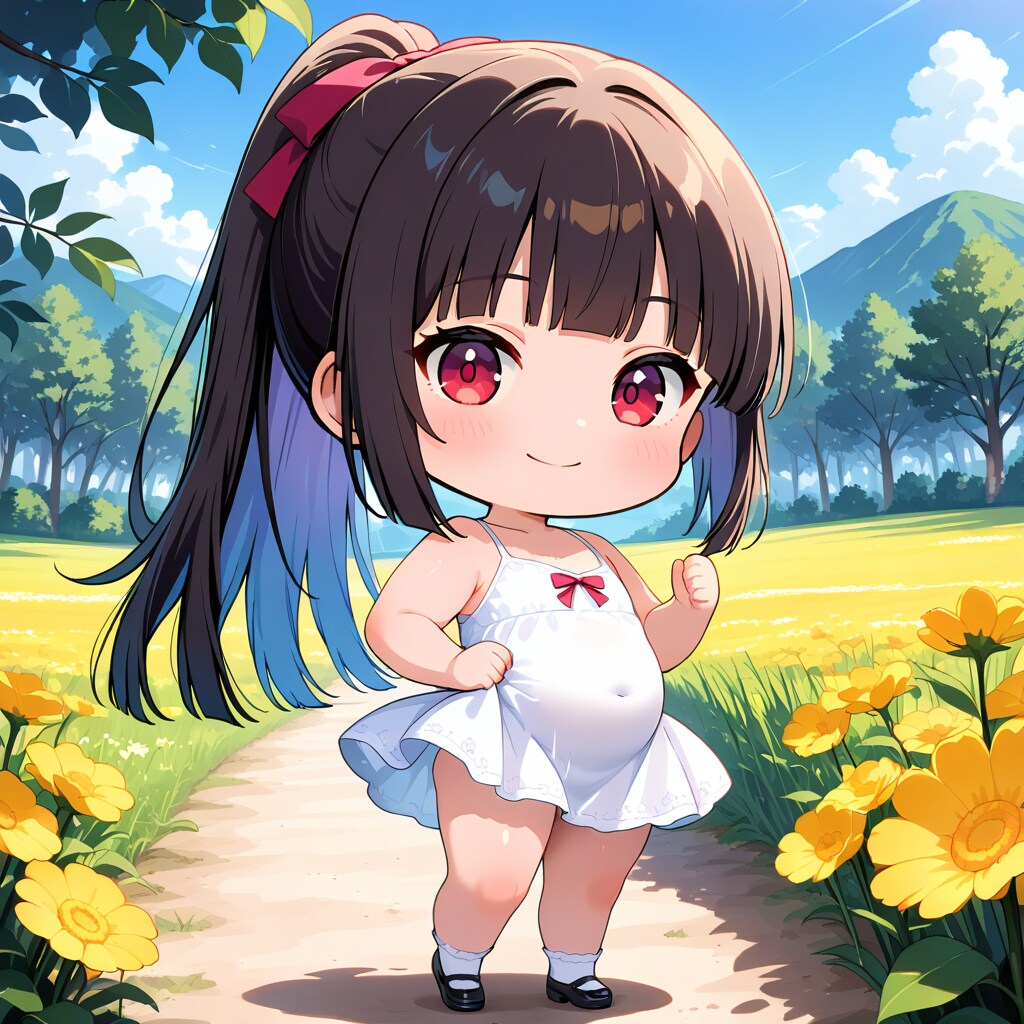 自然と白のワンピース