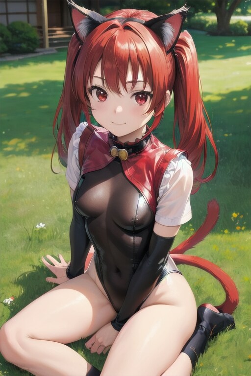 芝生に猫？(ちちぷい生成機能)/cat? on lawn