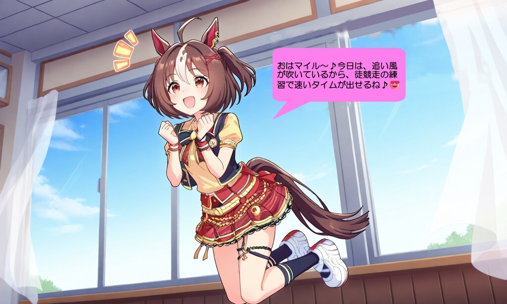 ウマ娘・グランちゃん、学校で朝の挨拶をする