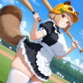 野球場にいるメイドたぬき 3枚目