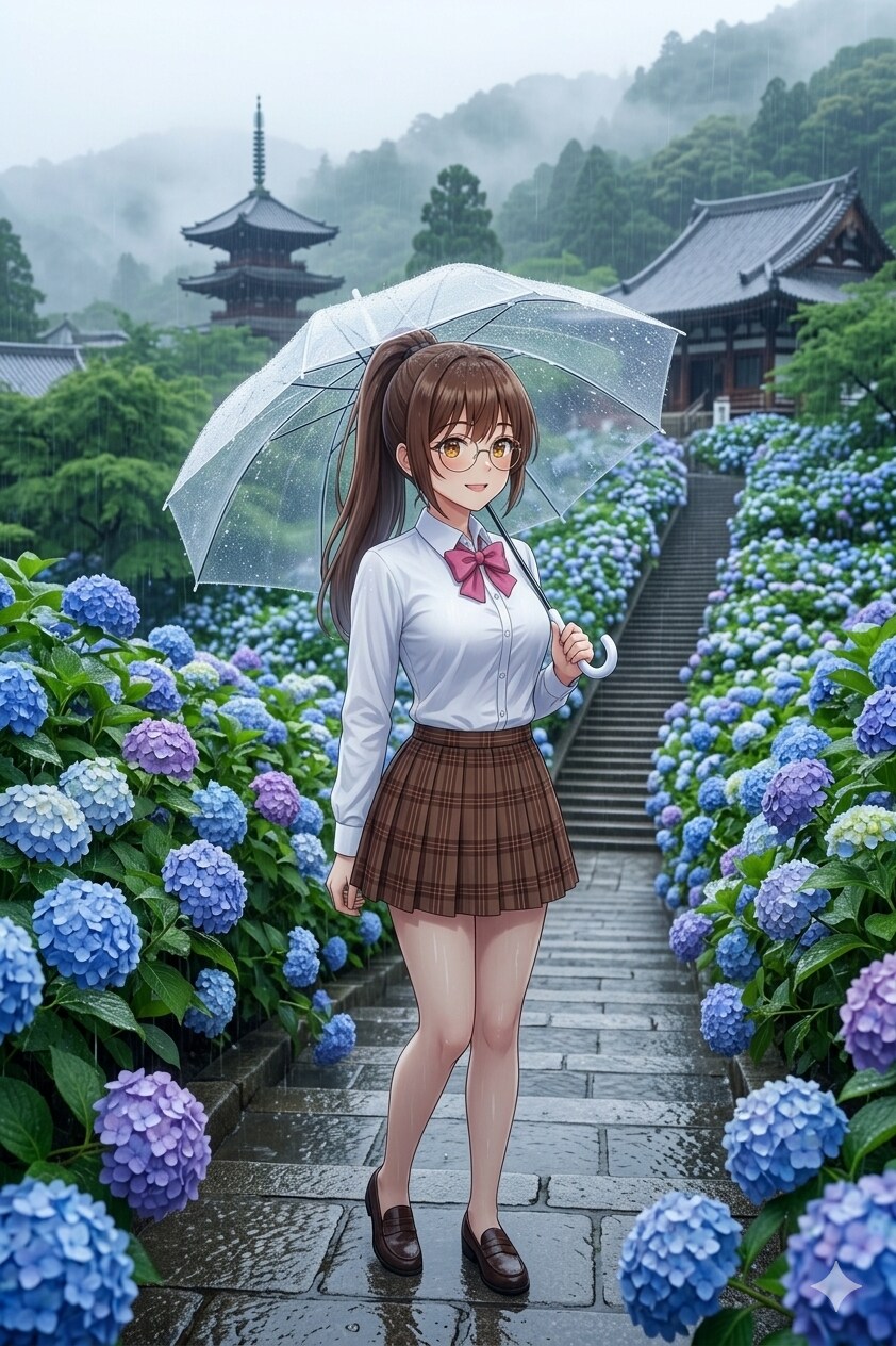 玉那覇さんと紫陽花