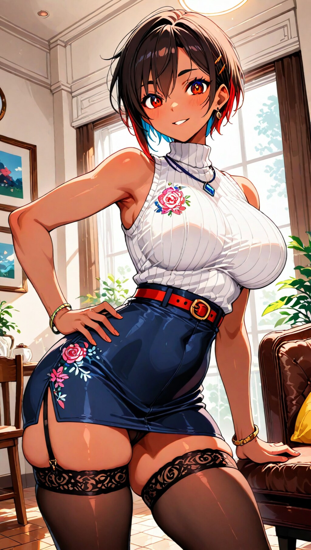 スタイリッシュな褐色人妻