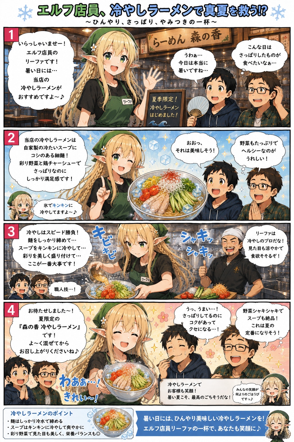 ラーメ屋で働くエルフの女の子