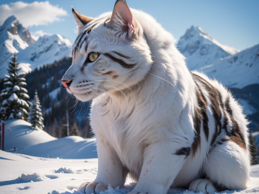 雪山で暮らす人の手を離れた猫