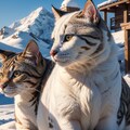 雪山で暮らす人の手を離れた猫 5枚目