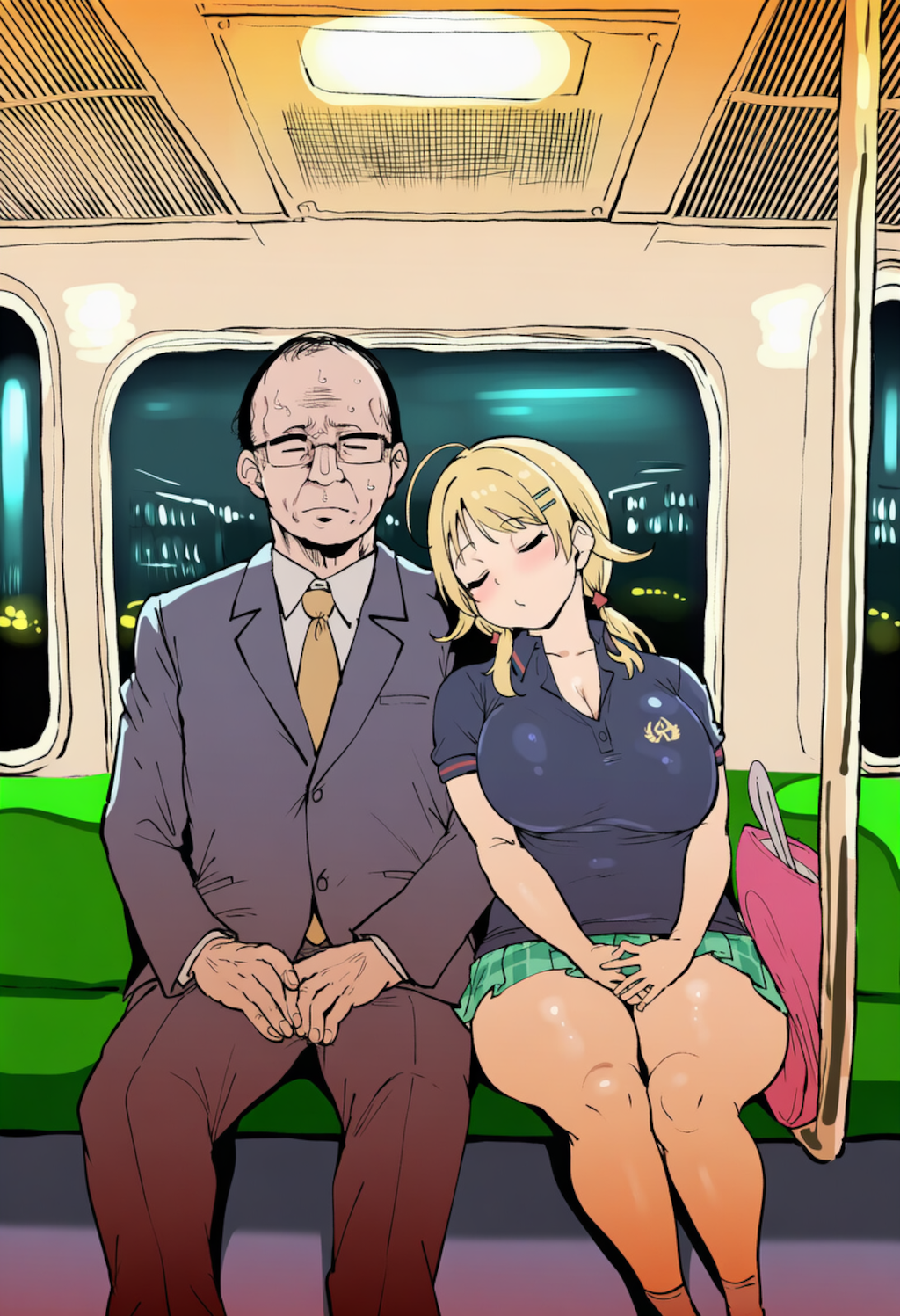 電車でよりかかられるおじさん