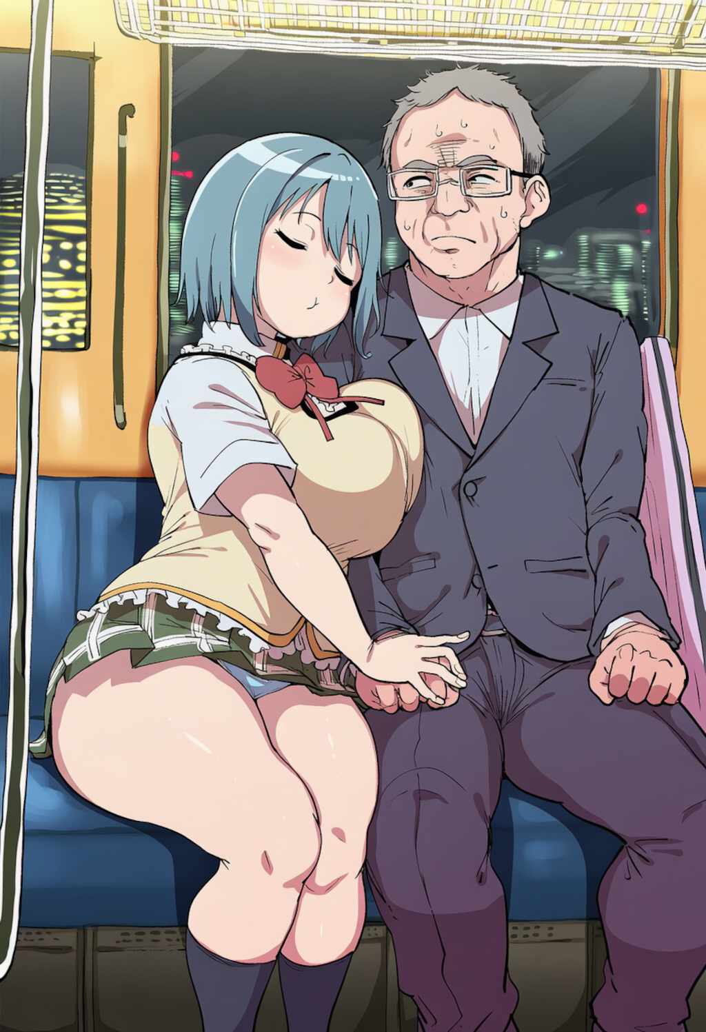 電車でよりかかられるおじさん