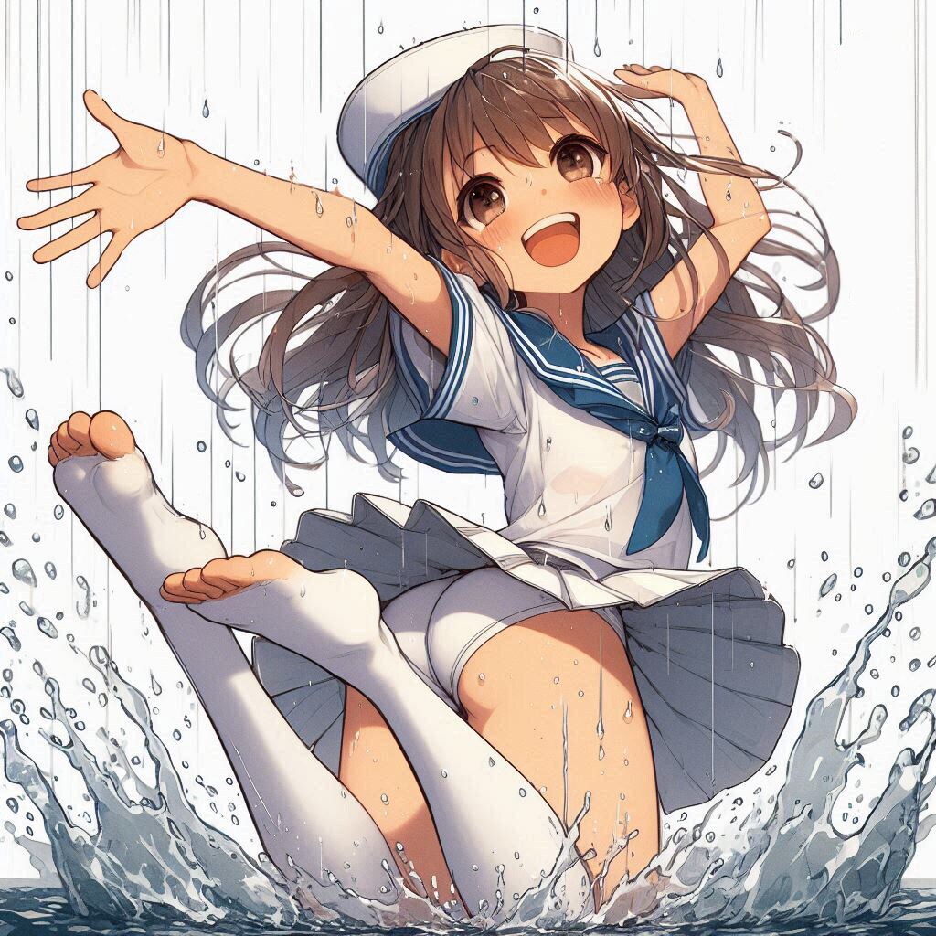 梅雨だってパンチラ！（Copilot）