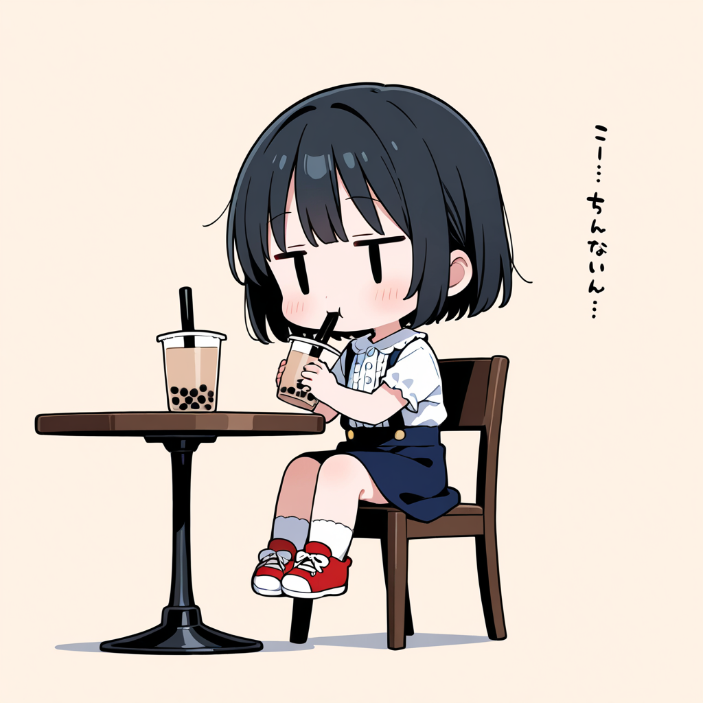 タピオカティーを飲む