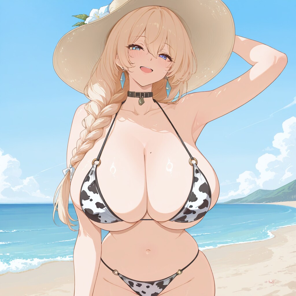 牛柄ビキニの女性