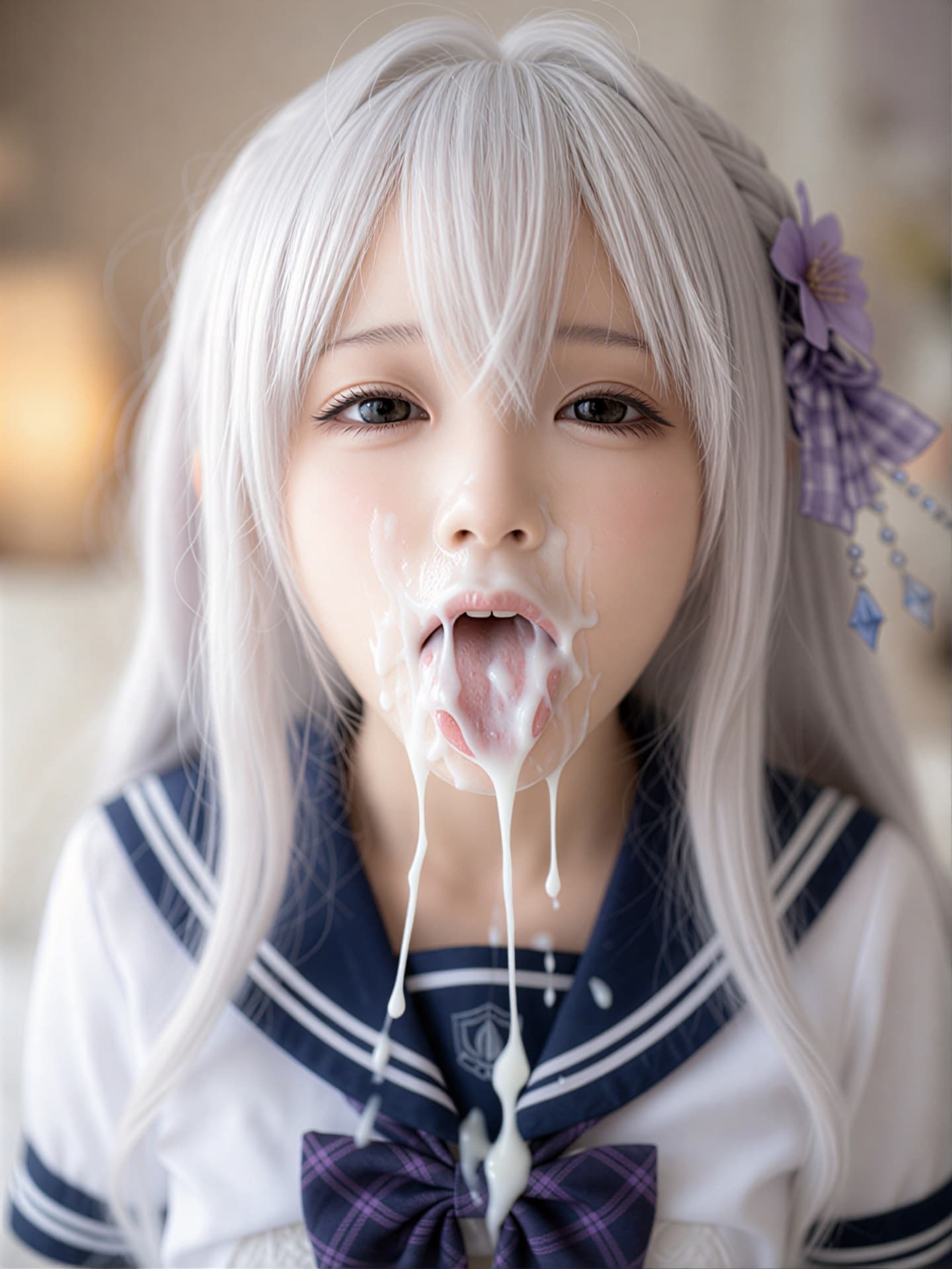 銀髪制服少女