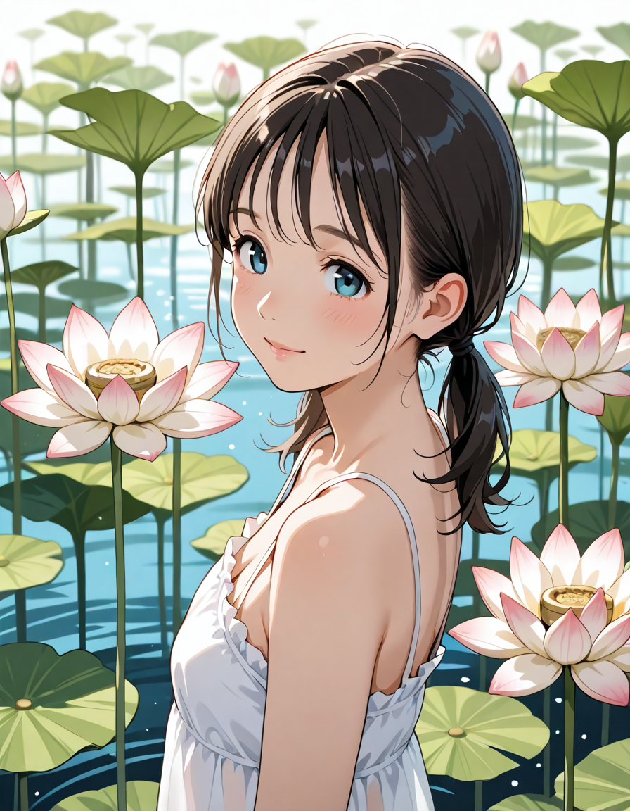 ハスと少女