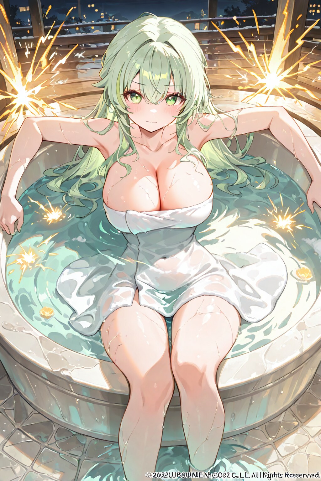 ビリビリ風呂に入る巨乳ガール