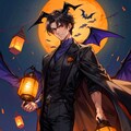 あかりが灯った街にいる、悪魔な黒髪短髪男性★（9枚） 5枚目
