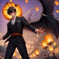 あかりが灯った街にいる、悪魔な黒髪短髪男性★（9枚） 6枚目