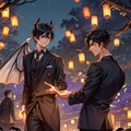 あかりが灯った街にいる、悪魔な黒髪短髪男性★（9枚） 9枚目