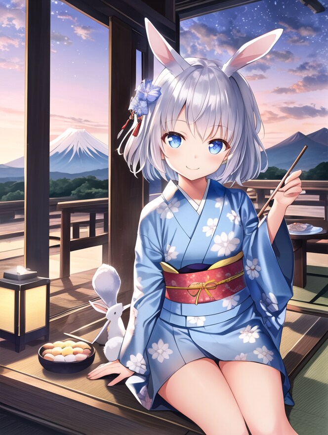 着物のウサ耳の女の子