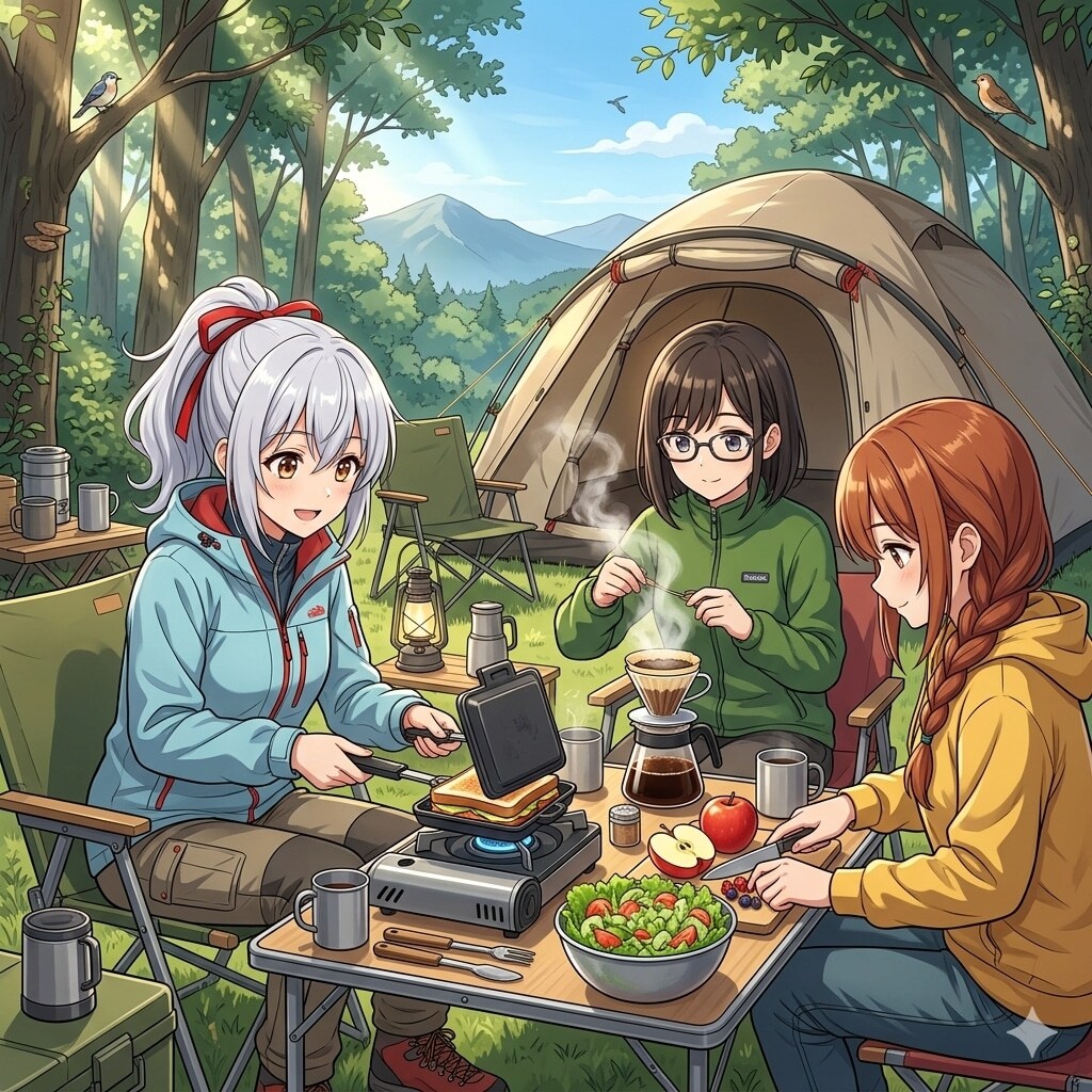 キャンプ場で朝ごはんっ！