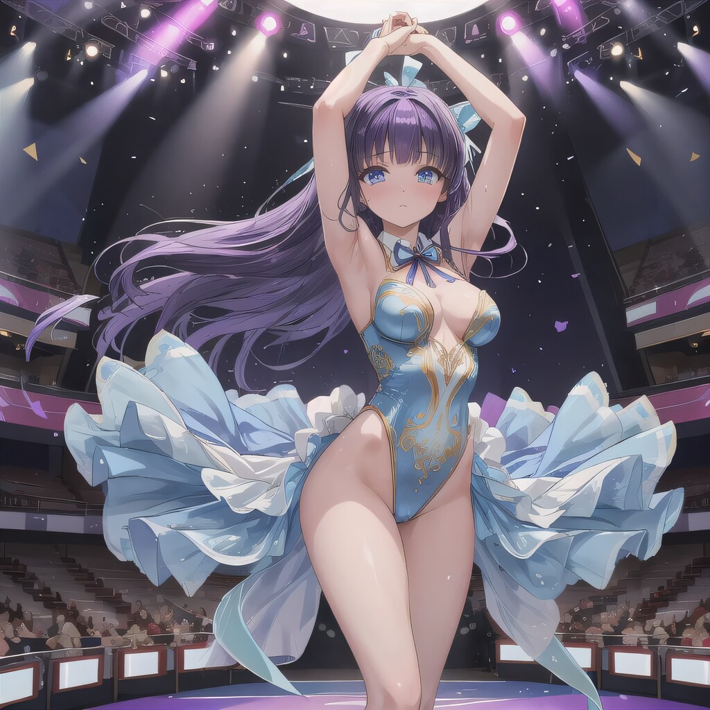 紫髪ロングでレオタードの少女３