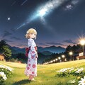 浴衣と夜空と金髪ちゃん 7枚目