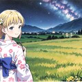 浴衣と夜空と金髪ちゃん 6枚目