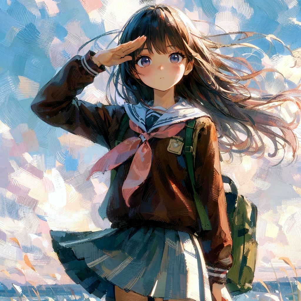 敬礼する少女⑧