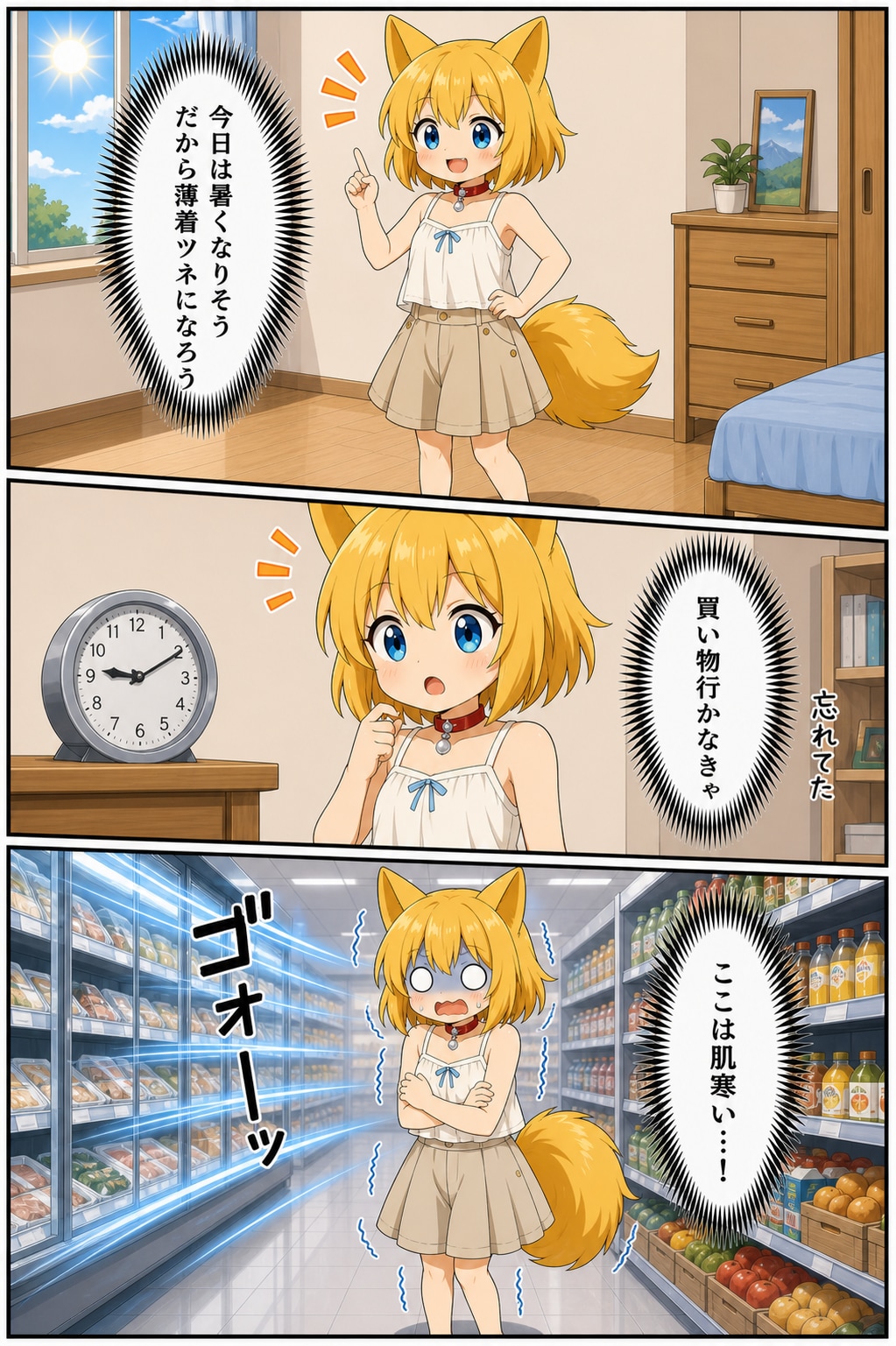 スーパーの冷房を甘く見ていたキツネ