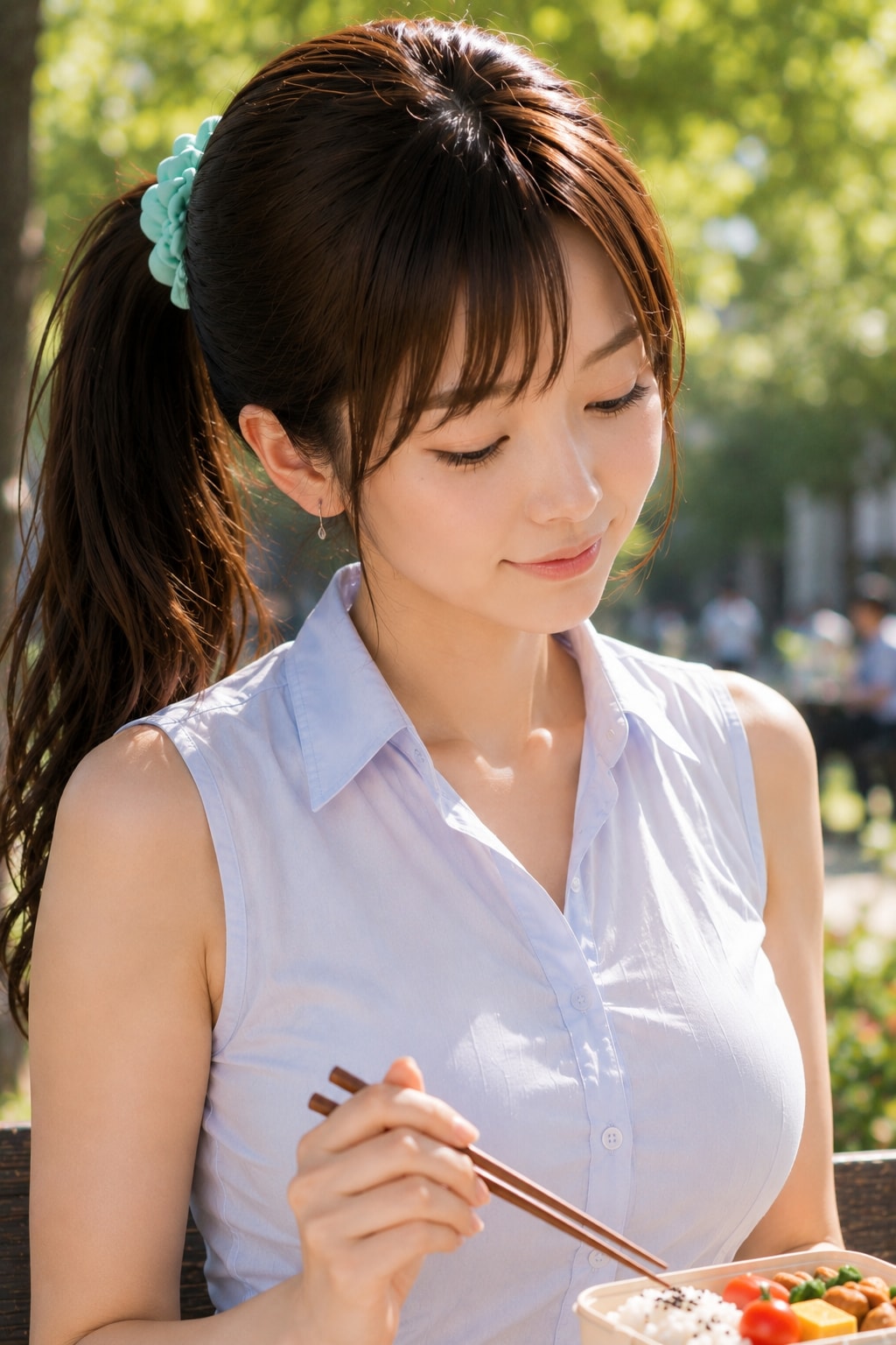 木陰でランチタイム