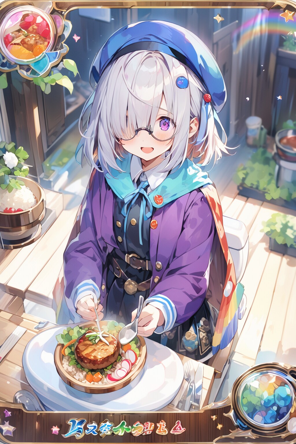 RE:【引用生成】レギュラーバーグディッシュとメカクレガールのトレカガチャ