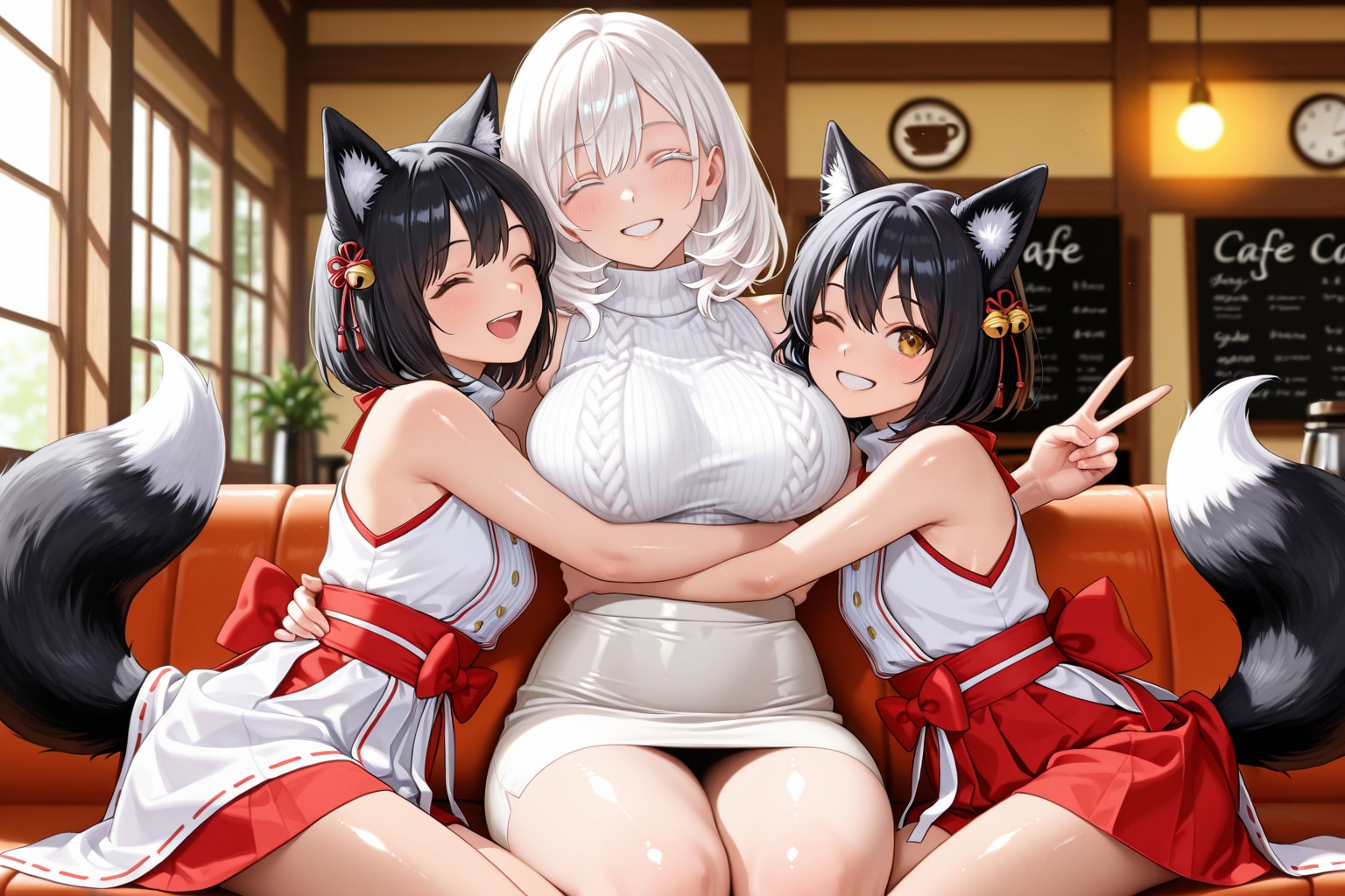 双子ちゃんと真っ白お姉さん