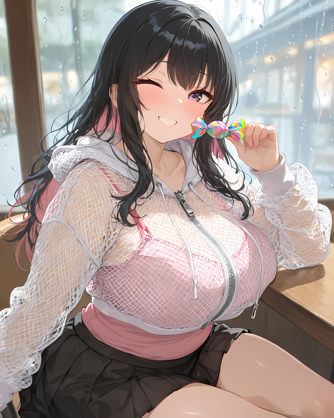 【ハイチュウの日】キャンディあ〜ん♡メッシュパーカーギャル🍬
