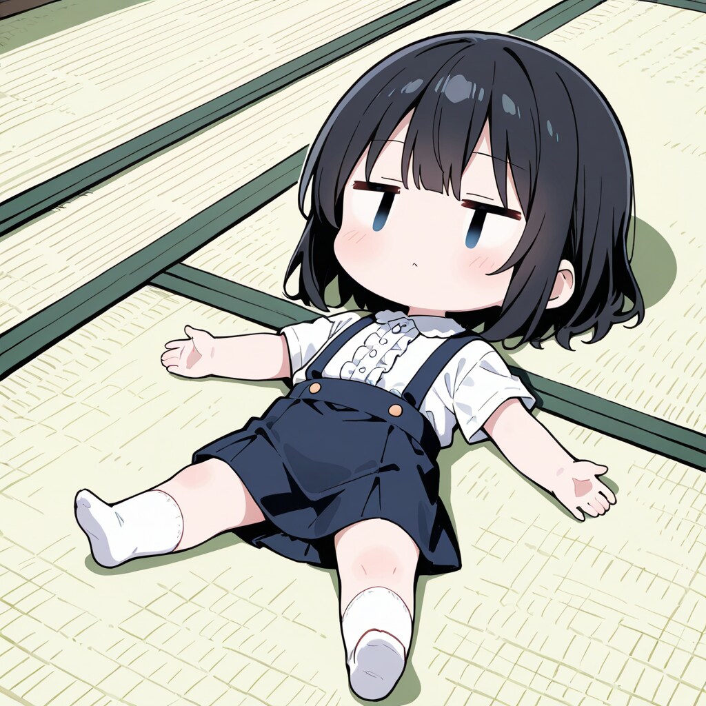 畳に寝転がる