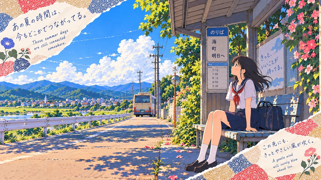 A Gentle Breeze at the Summer Bus Stop  Those summer days are still connected somewhere.  Under the