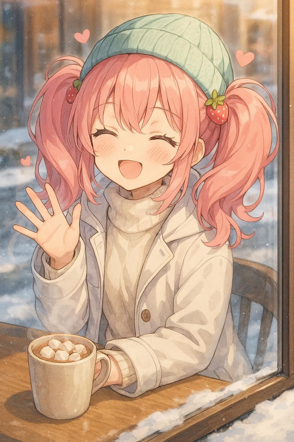 ガラス越しのにっこりサイン | の人気AIイラスト・グラビア