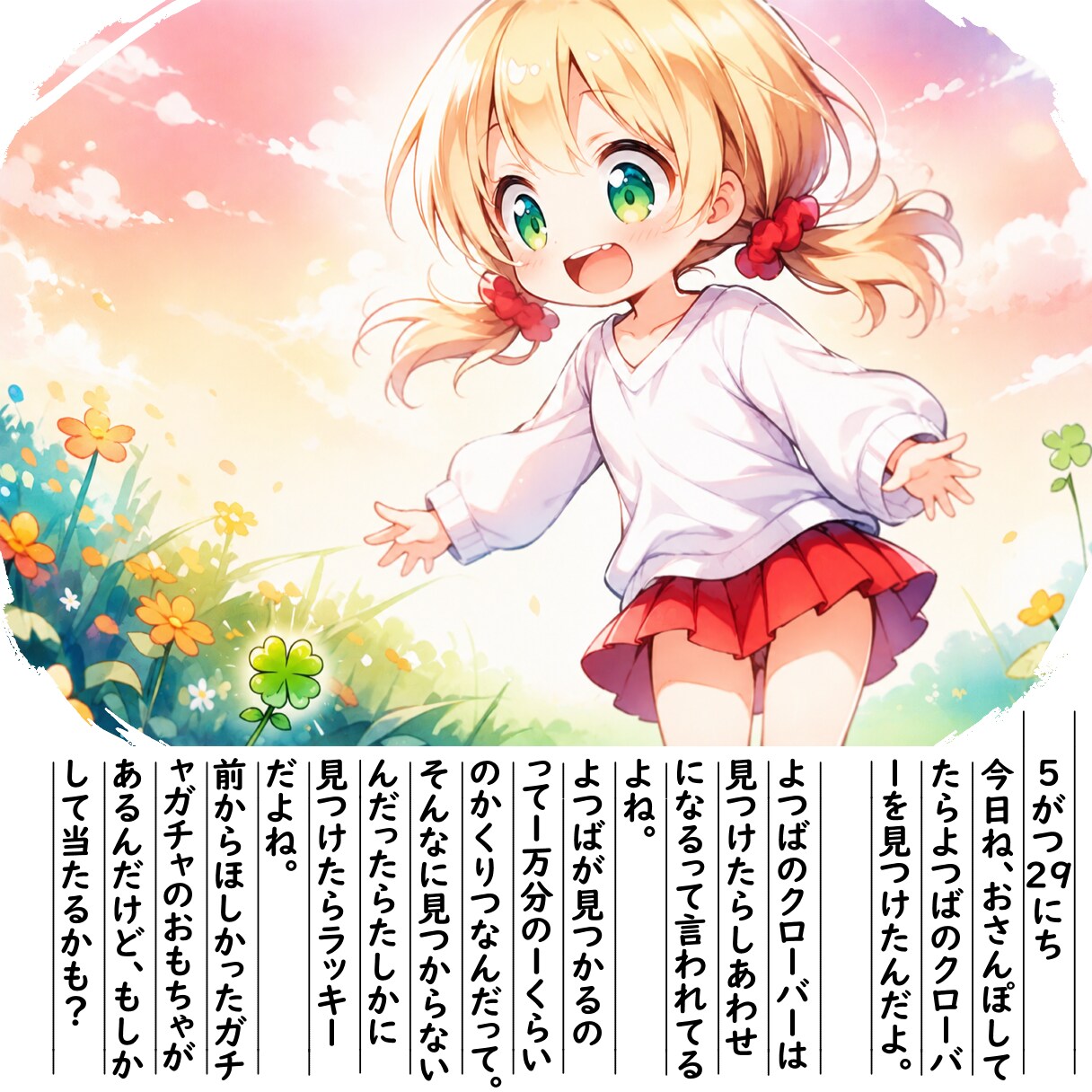 【絵日記】よつばのクローバーだよ | の人気AIイラスト・グラビア