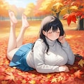 紅葉で微睡む女の子 7枚目